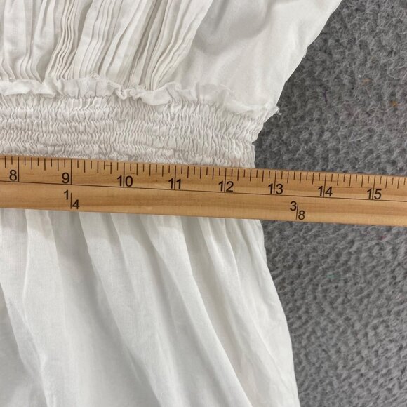 Guess Dress Womens 5 White Sundress Smocked Waist Pleated Mini Spaghetti Straps - Picture 10 of 12